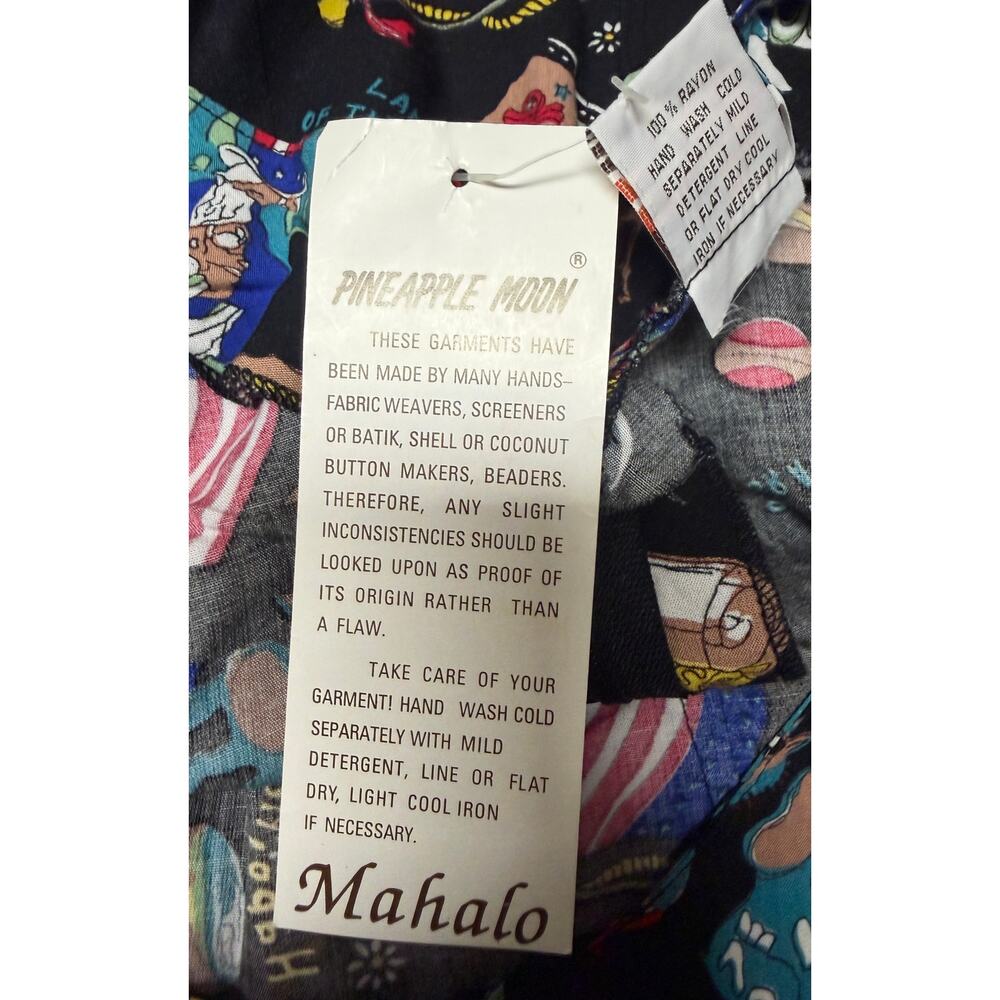 Pineapple Moon Vintage Dress Large 4th of July Sheath Black Short Sleeve New - Picture 12 of 13
